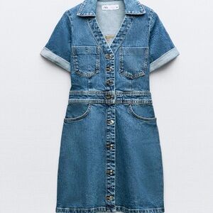 Zara Blue Denim Shirt Dress